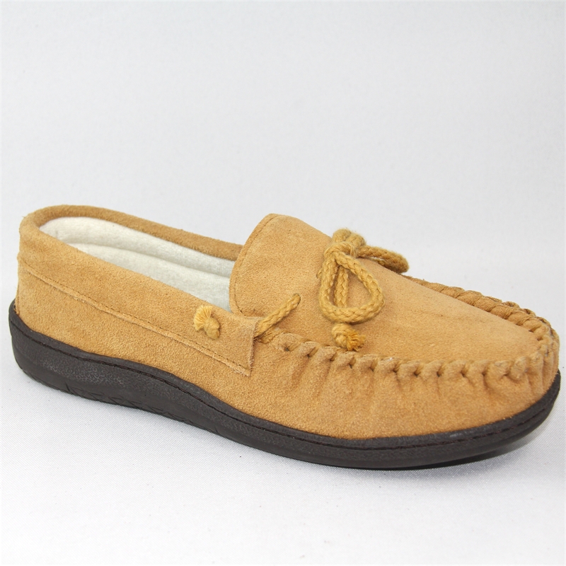 Mens suede moccasin slippers slip-on winter flat shoes