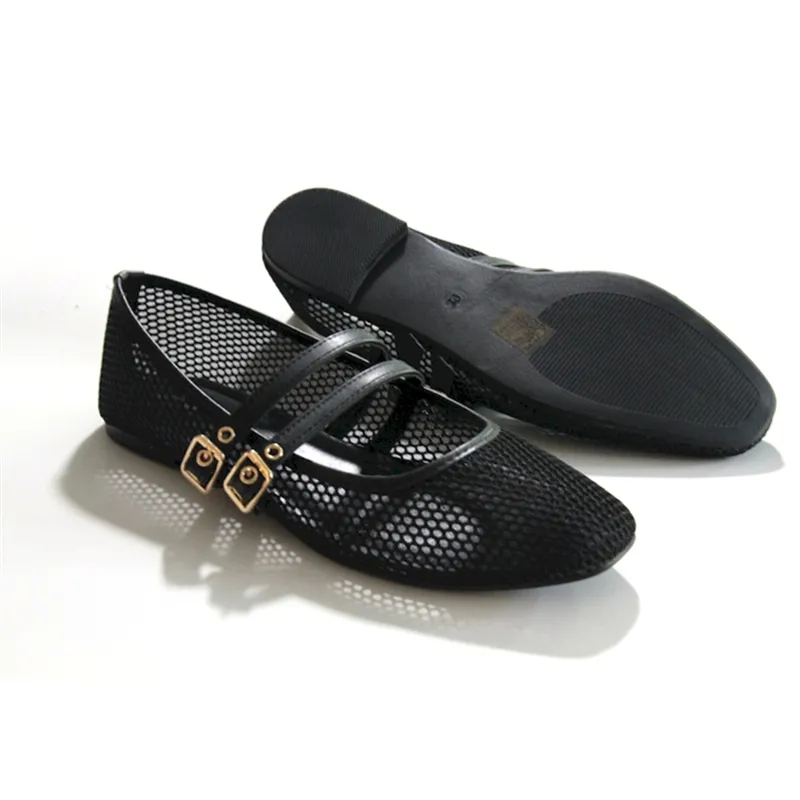 Fashion casual French Two-line buckle point toe women's flats shoes