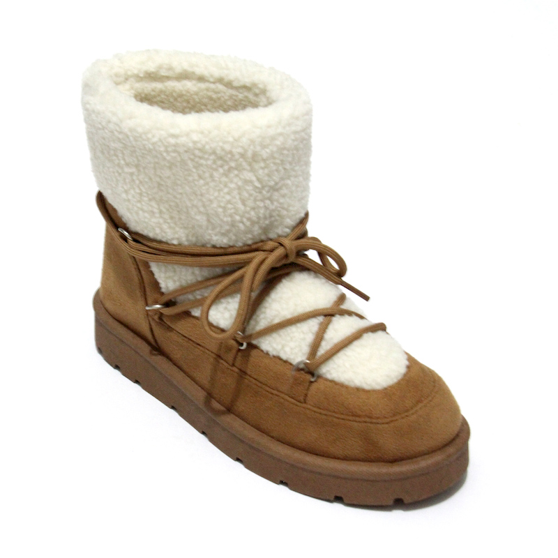 Women's Snow Boots On The Platform With Ties fuax suede sherpa mid winter boots