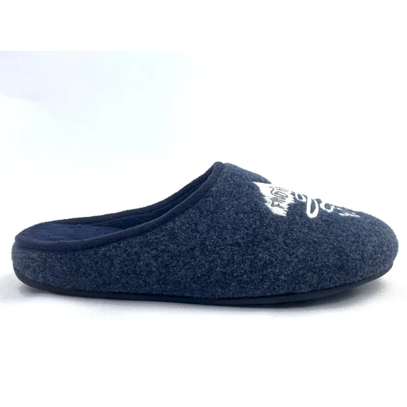 Mens Flet  house slippers winter clogs with embroidary