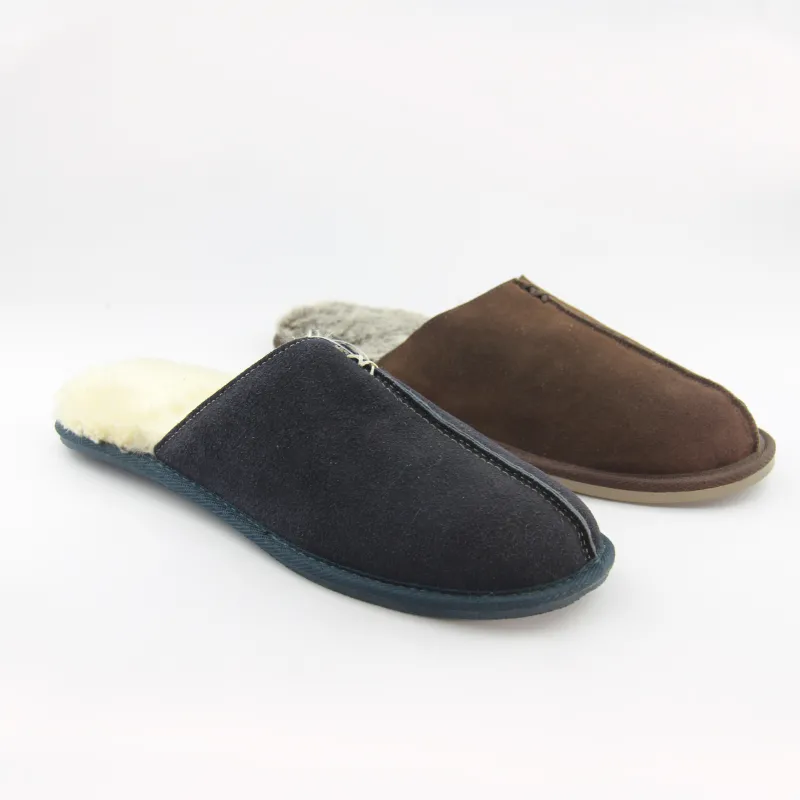 High quality Men's Leather scuff Slippers indoor slippers