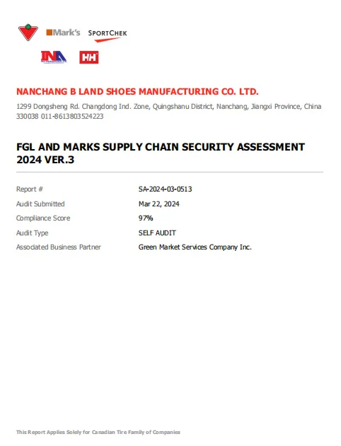 F2024 Factory Supply Chain Security Assessment report of Gofar footwear