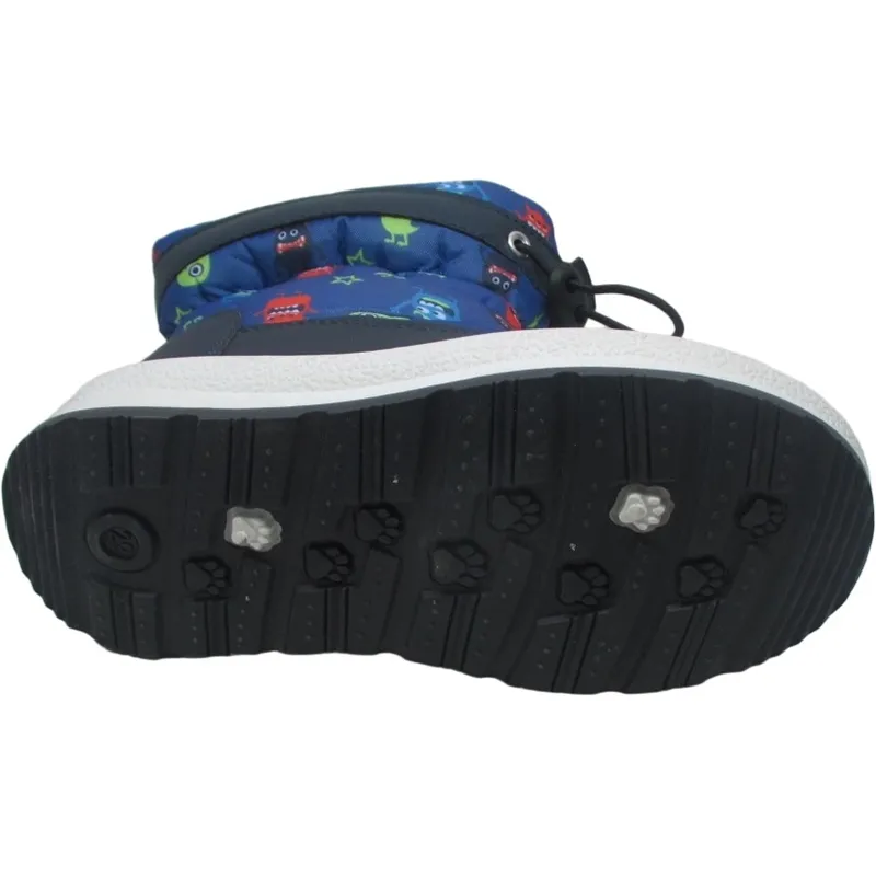 Kids’ Monster-Printed Fabric Snow Boots – Warm, Waterproof Winter Boots for Children