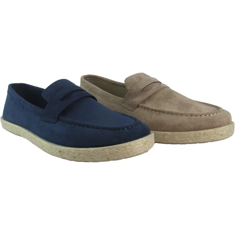Men’s Faux Suede Penny Loafer Espadrilles – Lightweight Summer Slip-Ons with European Flair