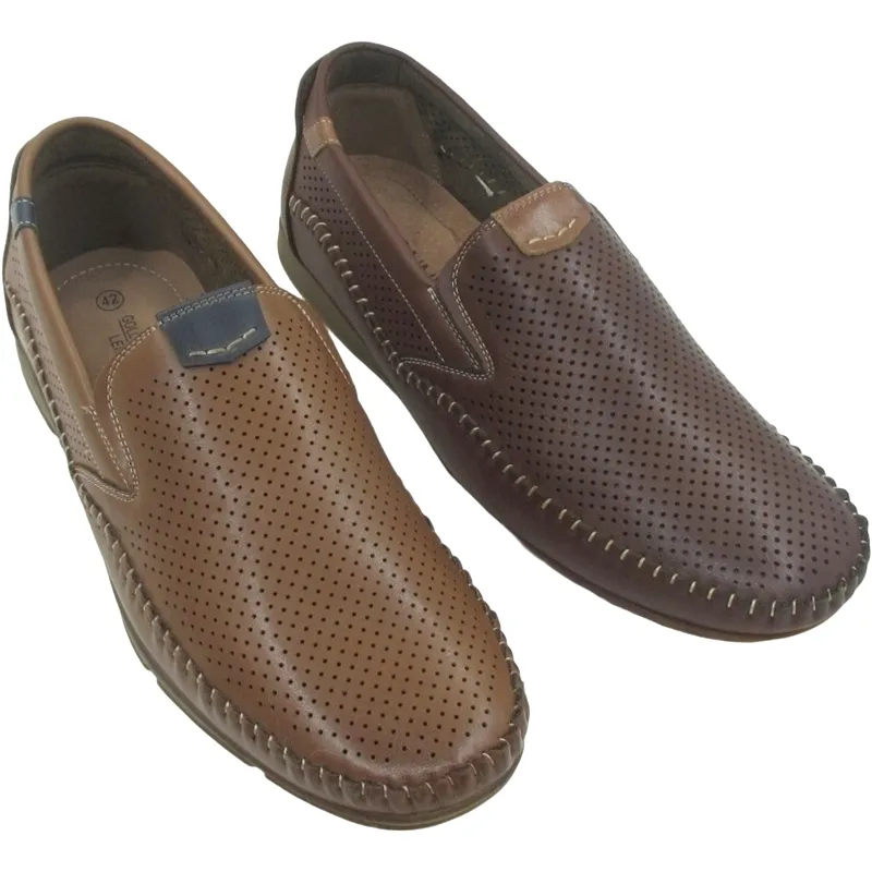 Men’s Perforated PU Leather Loafers – Breathable Slip-On Shoes for Smart-Casual Wear