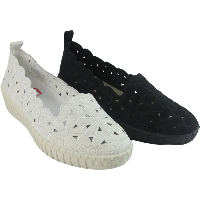 Women’s Slip-On Espadrille Ballerinas – Openwork Eco Leather Flats for Summer Comfort