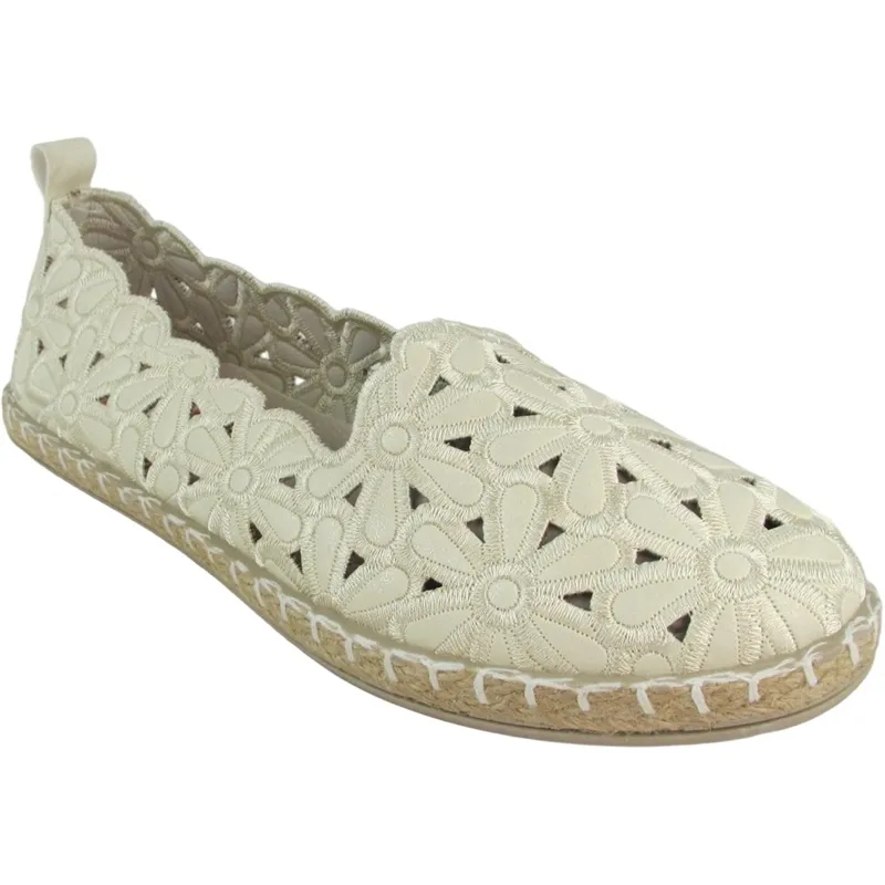 Women’s Slip-On Espadrille Ballerinas – Openwork Eco Leather Flats for Summer Comfort