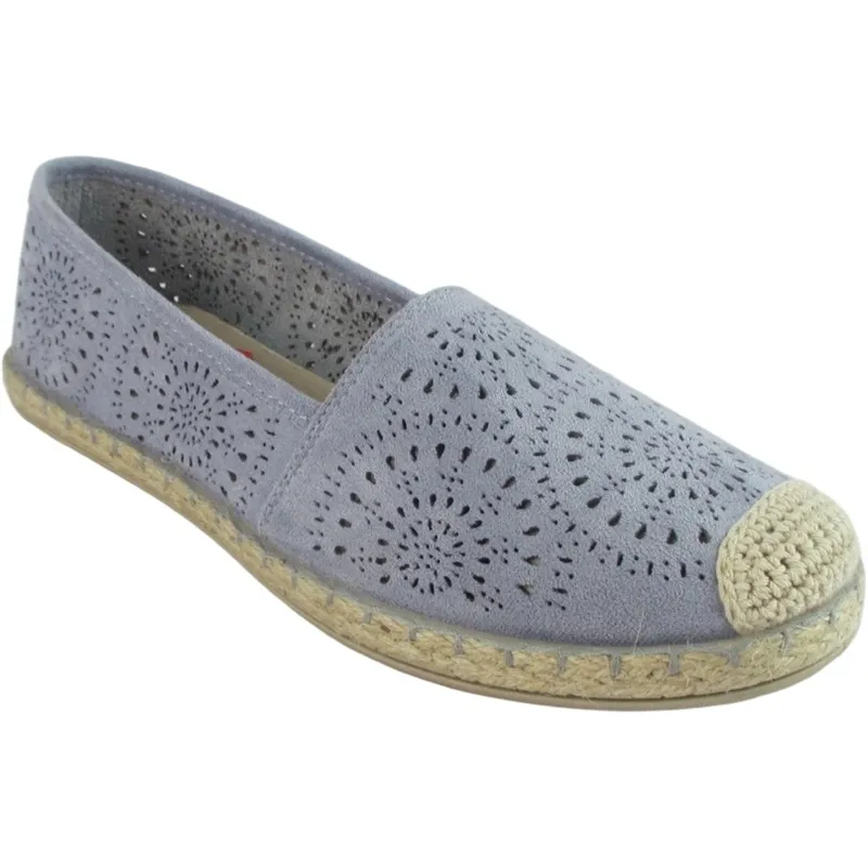 Women’s Fabric Espadrilles with Nose Insert – Classic Summer Flats with Rope Sidewall