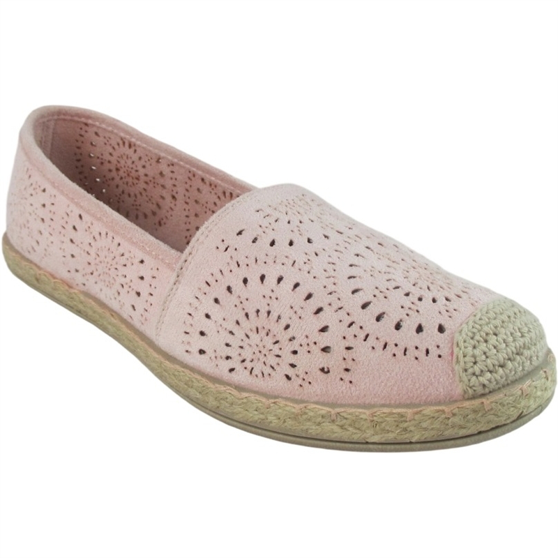 Women’s Fabric Espadrilles with Nose Insert – Classic Summer Flats with Rope Sidewall
