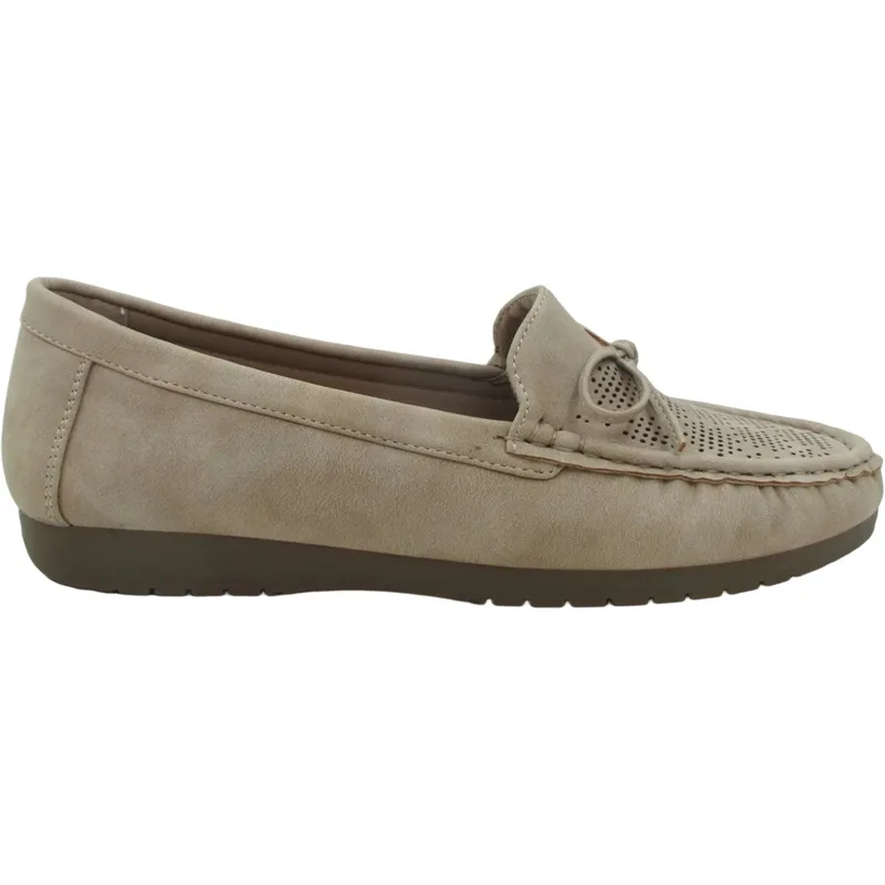 Women’s PU Leather Moccasins – Slip-On Flats with Bow Tie on Vamp