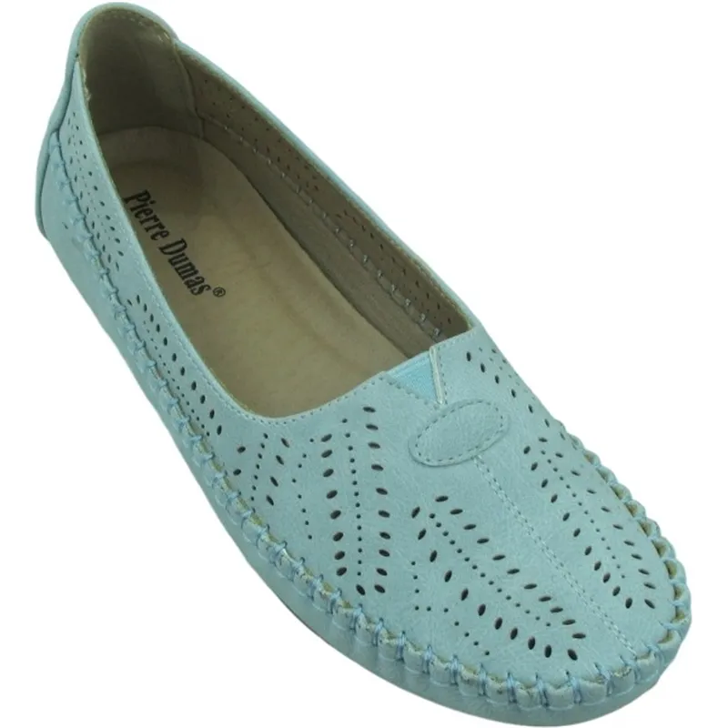 Women’s PU Leather Loafer Ballerinas – Laser Hollowed Slip-On Casual Flats