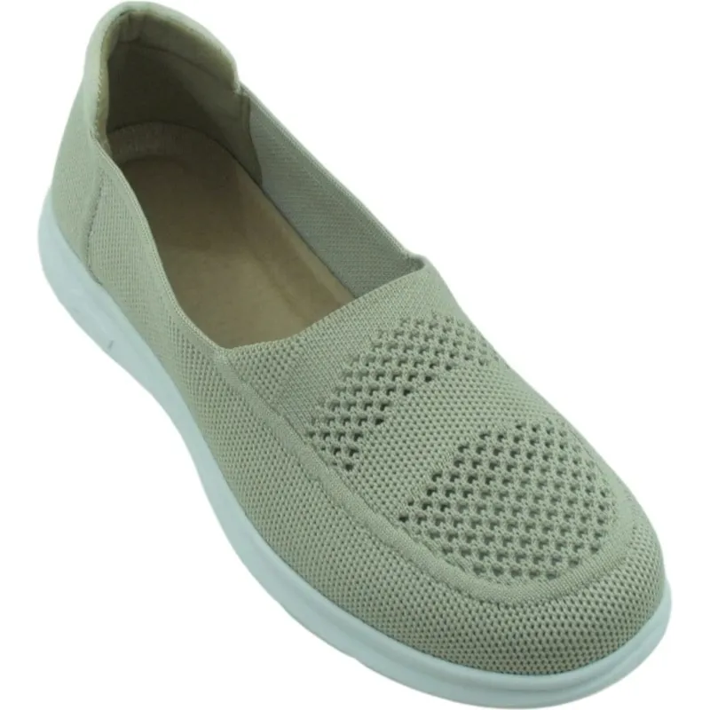Women's Knitted Flat Casual Sneakers – Lightweight Breathable Slip-On Shoes