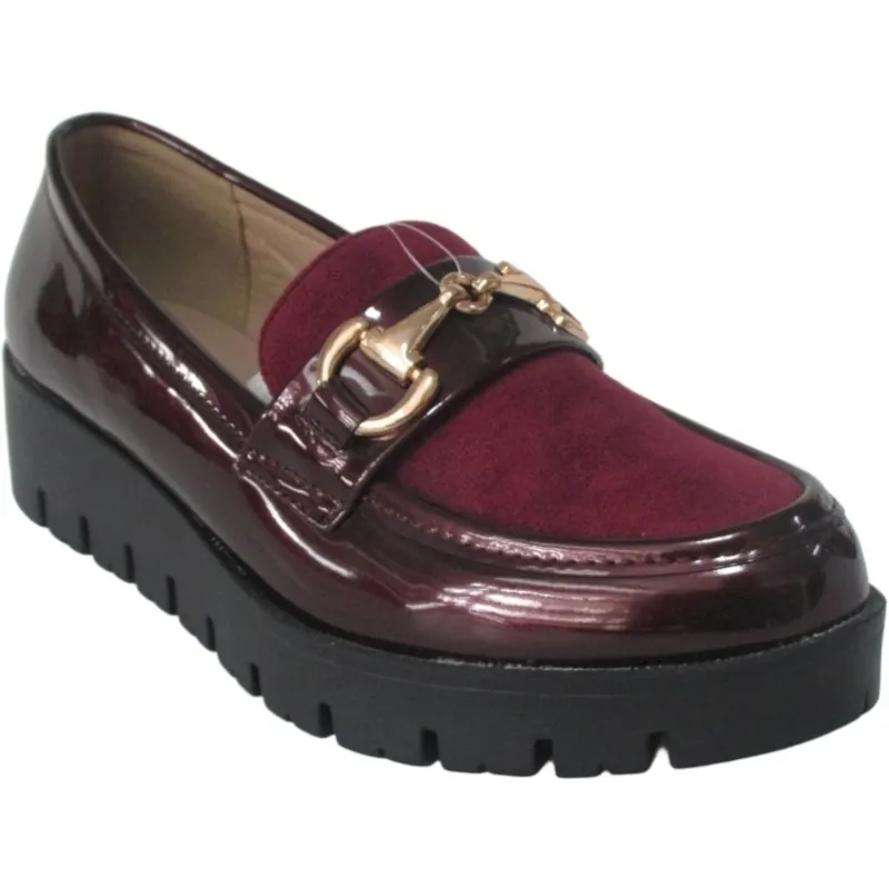 Women's Eco Patent Chain Loafers – Slip-On Platform Dress Shoes