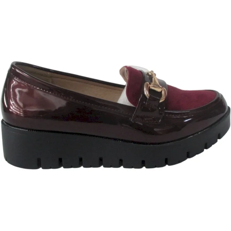 Women's Eco Patent Chain Loafers – Slip-On Platform Dress Shoes