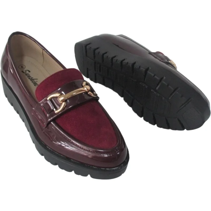 Women's Eco Patent Chain Loafers – Slip-On Platform Dress Shoes