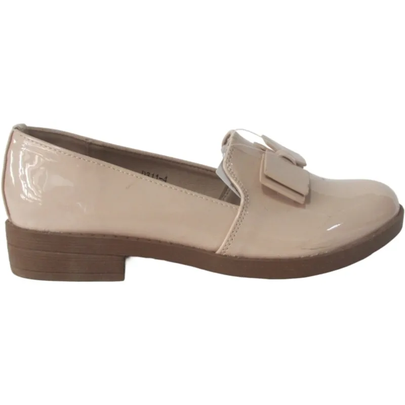 Women's Patent Leather Bow Loafers – Pointed Toe Low Heel Dress Shoes