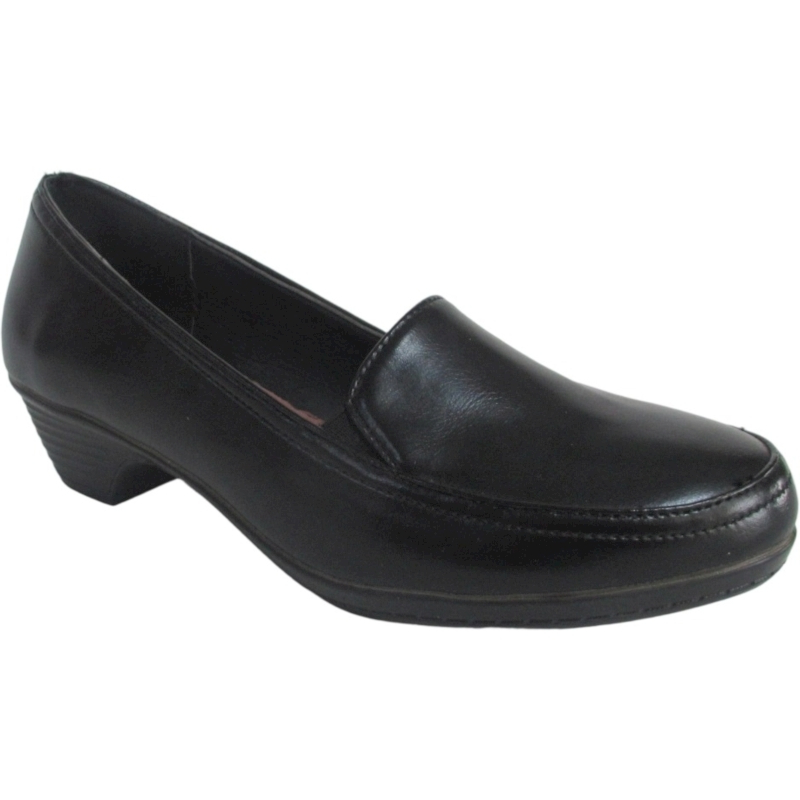 Women's Black PU Leather Ballet Flats – Round Toe Slip-On Office Dress Shoes