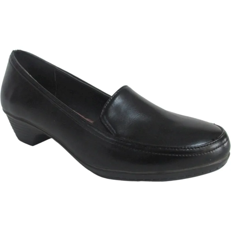 Women's Black PU Leather Ballet Flats – Round Toe Slip-On Office Dress Shoes