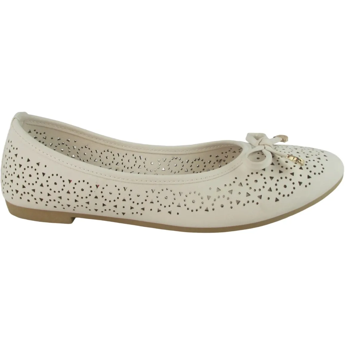 Women's Cut-Out PU Leather Ballet Flats – Bow Knot Slip-On Dress Shoes