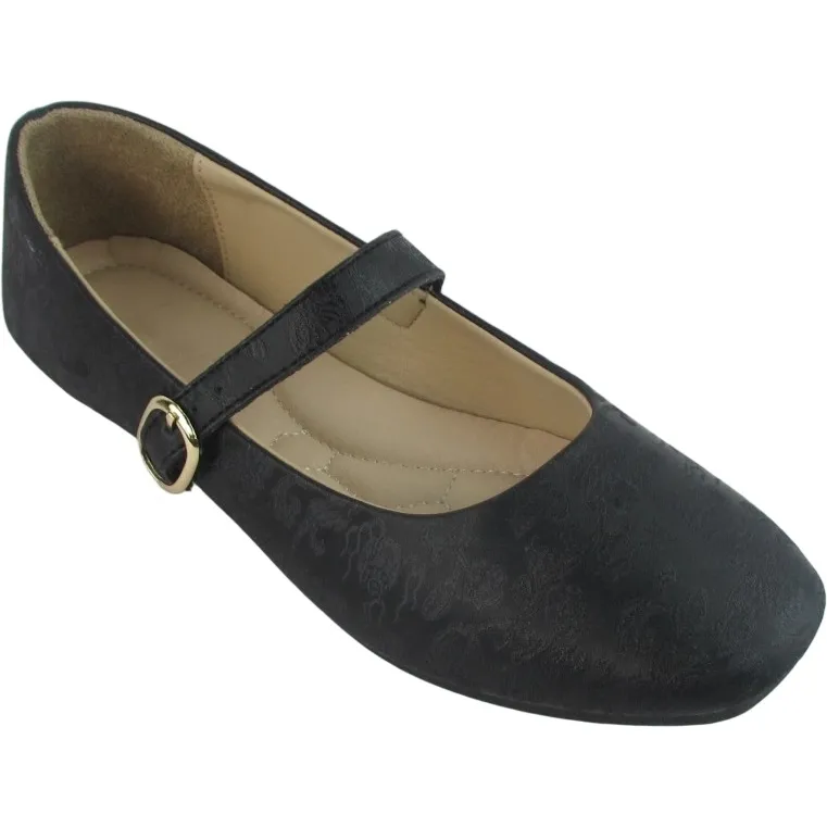 Women's PU Ballet Flats – Pin Buckle Mary Jane Style Ballerina Shoes
