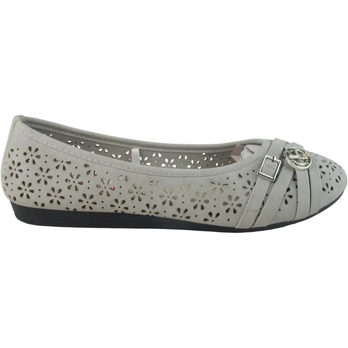 Women's Round Toe Floral Cut-Out Ballet Flats – Slip-On Comfort Shoes