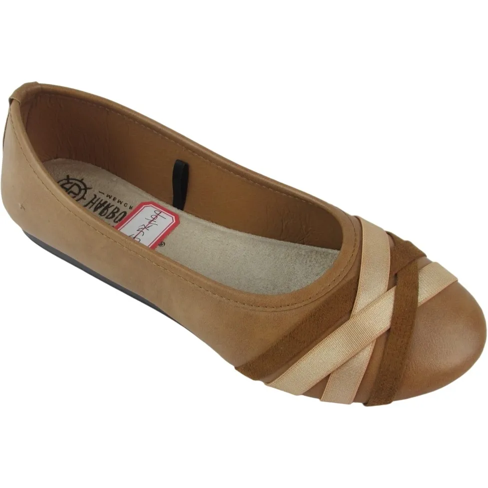 Women's Round Toe Ballet Flats – Strap Decoration & Ornament Slip-On Shoes