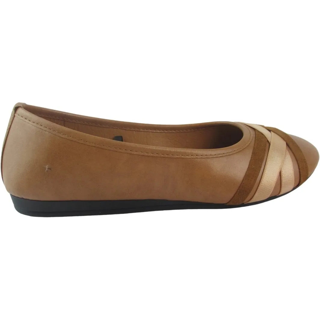 Women's Round Toe Ballet Flats – Strap Decoration & Ornament Slip-On Shoes