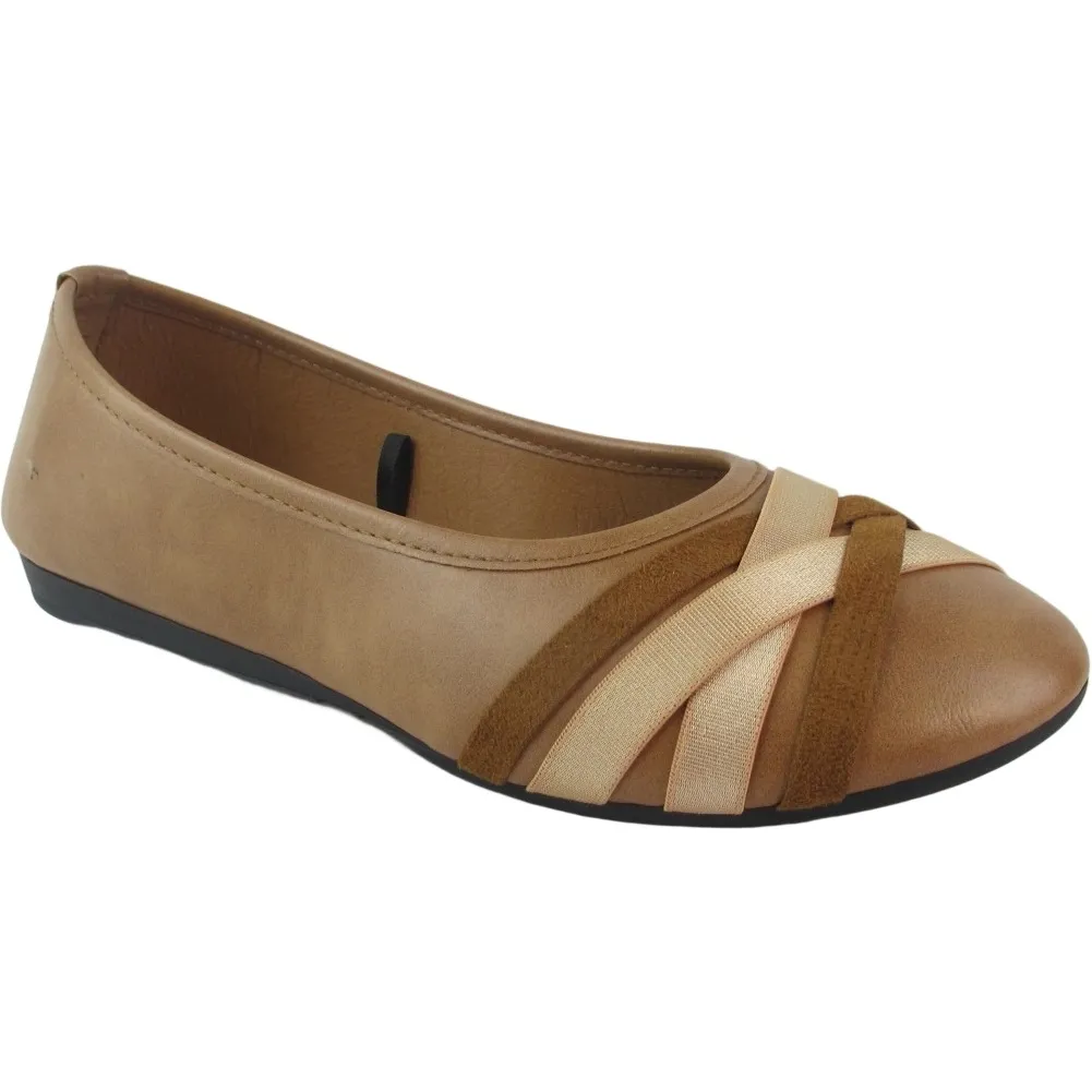 Women's Round Toe Ballet Flats – Strap Decoration & Ornament Slip-On Shoes