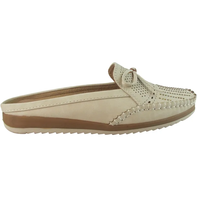 Wholesale Women’s PU Leather Mule with Bowknot – Elegant Backless Slip-On Flats