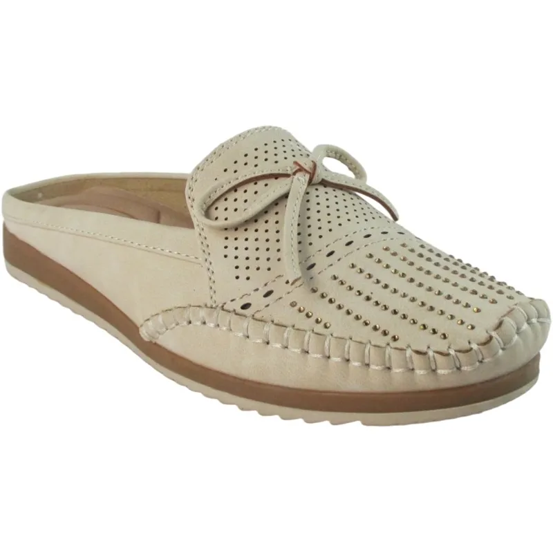 Wholesale Women’s PU Leather Mule with Bowknot – Elegant Backless Slip-On Flats