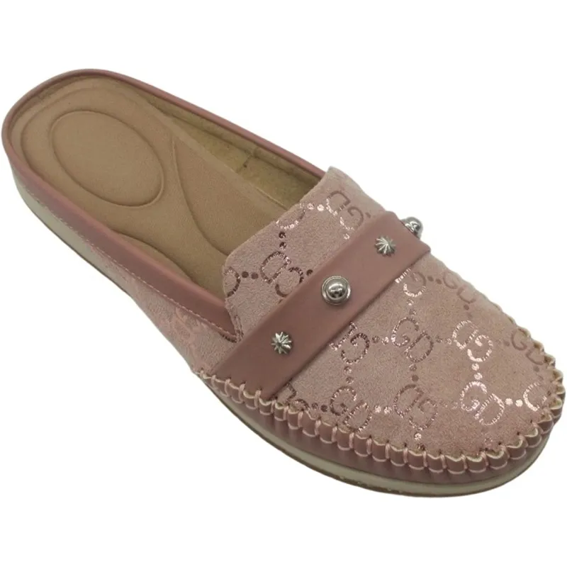 Wholesale Women’s Eco Leather Slip-On Slippers & Mules with GD Print – B2B Supplier