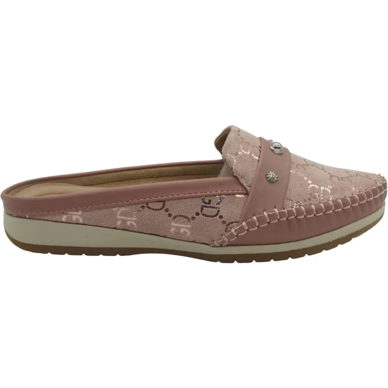 Wholesale Women’s Eco Leather Slip-On Slippers & Mules with GD Print – B2B Supplier