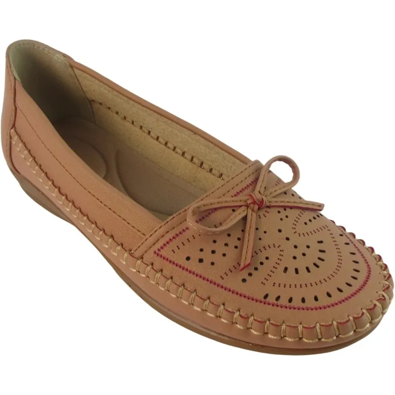 Women's Low Wedge Slip-On Loafers – PU Leather with bowknot for bulk order
