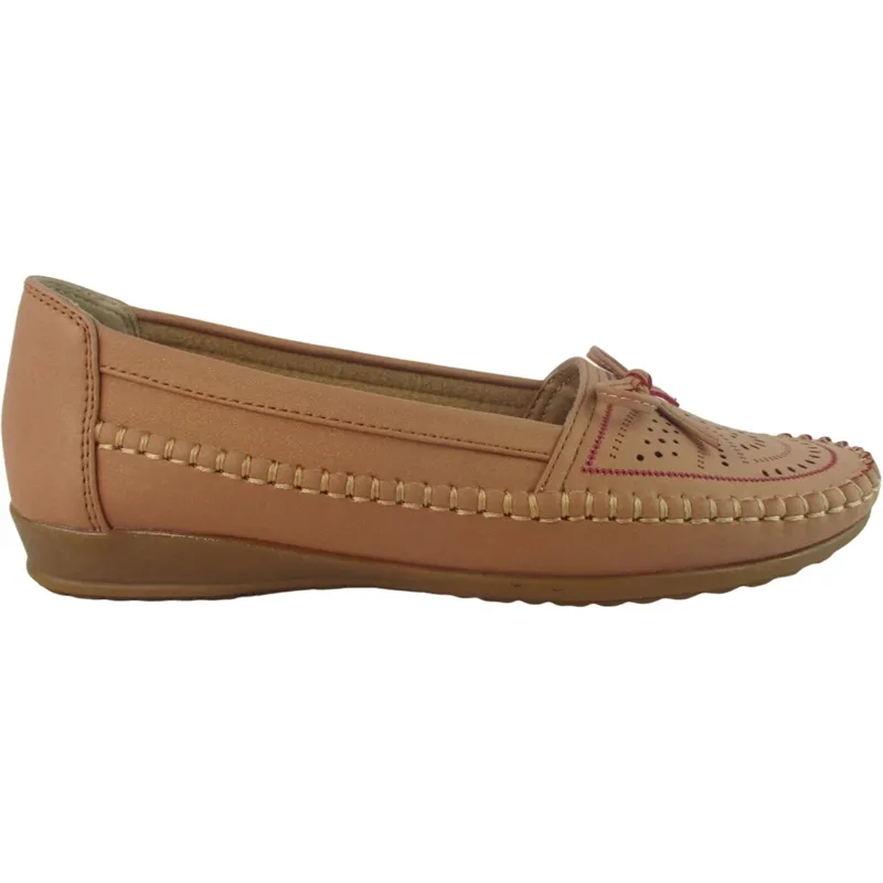 Women's Low Wedge Slip-On Loafers – PU Leather with bowknot for bulk order