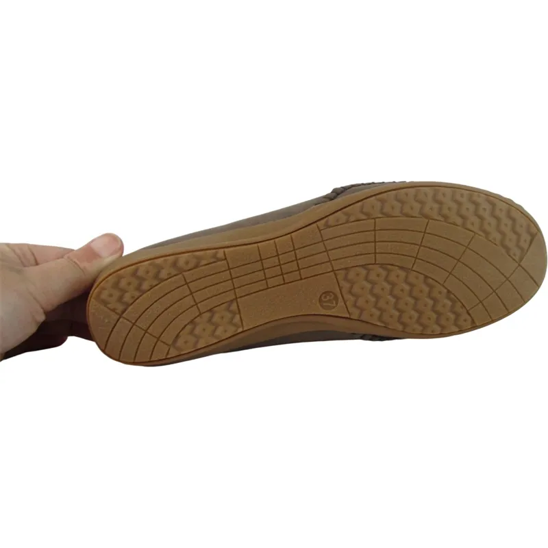 Women's Low Wedge Slip-On Loafers – PU Leather with bowknot for bulk order