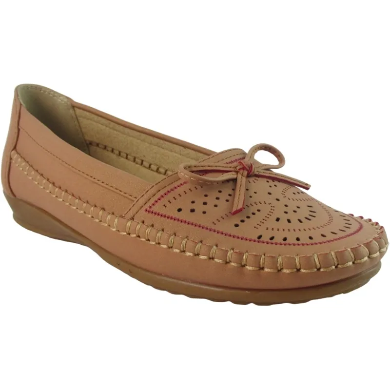 Women's Low Wedge Slip-On Loafers – PU Leather with bowknot for bulk order