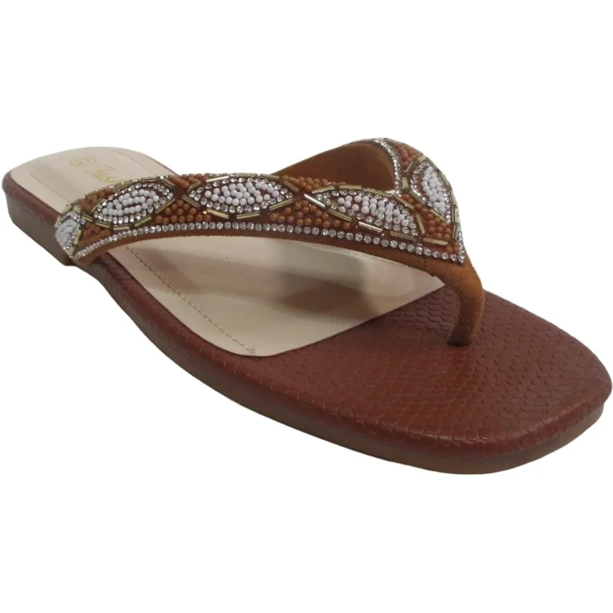 Antique-Gold Party Flip Flops | Women's Flat Thong Sandals