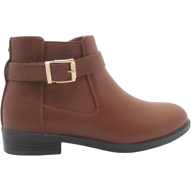 Wholesale Women's Ankle Boots with Buckle Straps & Block Heel