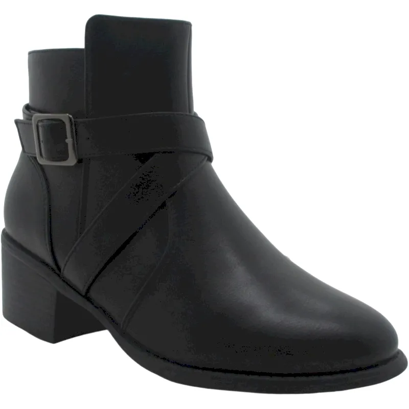 Wholesale Women's Ankle Boots with Buckle Straps & Block Heel
