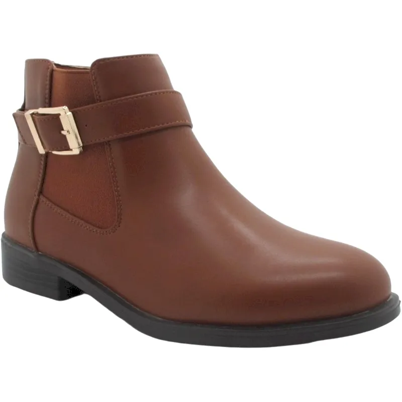 Wholesale Women's Ankle Boots with Buckle Straps & Block Heel