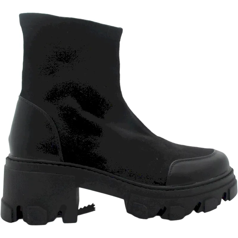 Women’s Chunky Sole Ankle Chelsea Leather Boots with Elastic Shaft