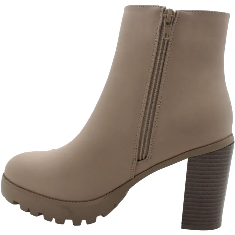 Women's Ankle Boots with Side Zipper, Block Heel & Strap Details
