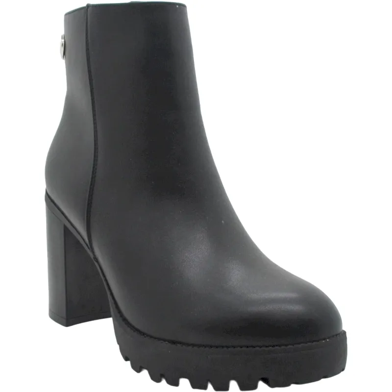 Women's Ankle Boots with Side Zipper, Block Heel & Strap Details
