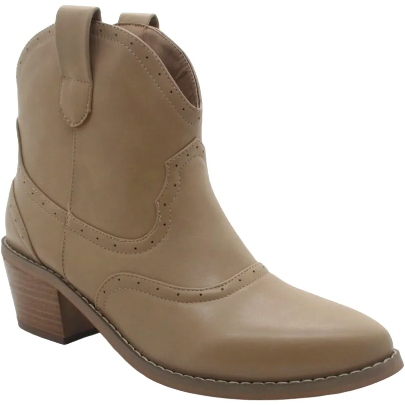 Women’s PU Short Cowboy Booties with Wide Cuff Bulk Sale