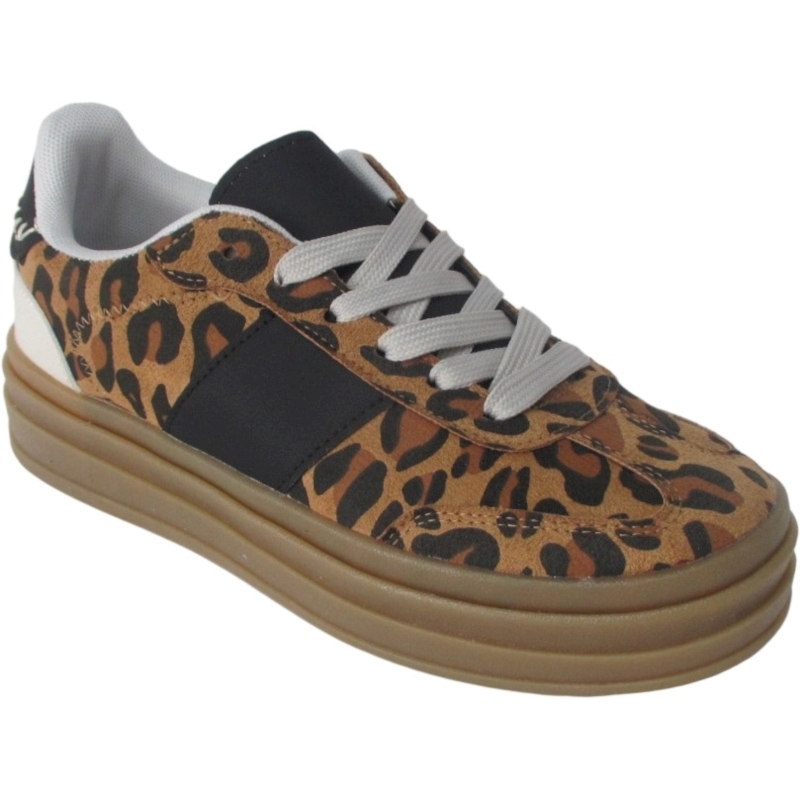 Women’s Leopard Print Platform Sneakers | Low-Top Lace-Up