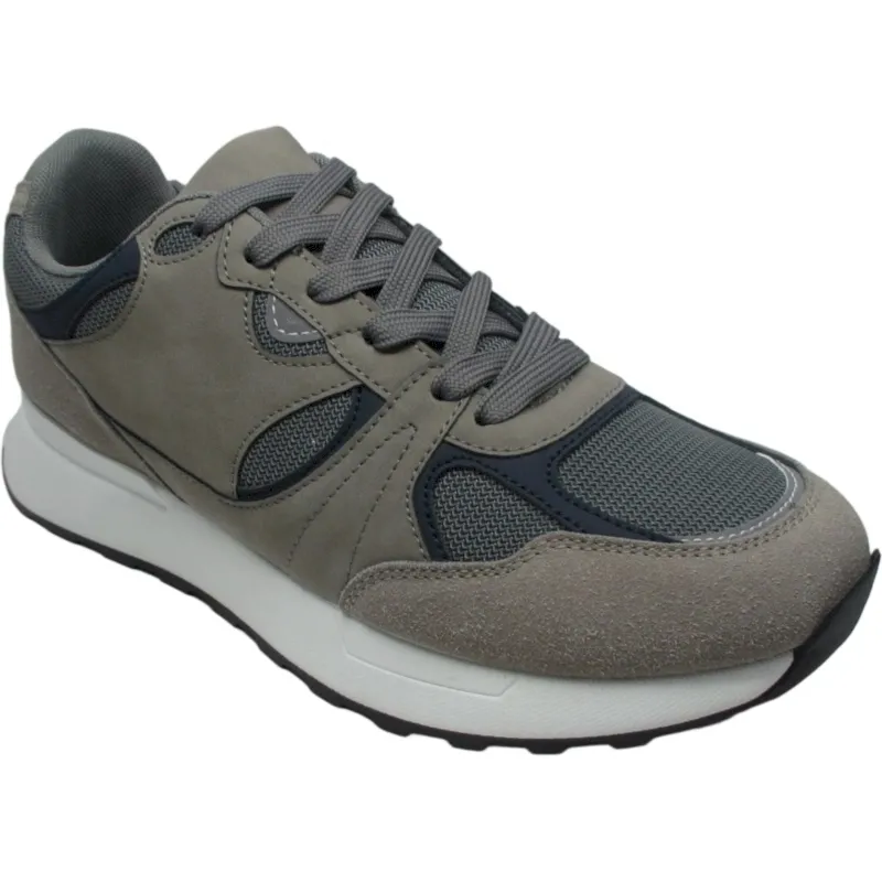 Men’s Faux Suede Mesh Low-Top Sneakers | Lace-Up Trainers
