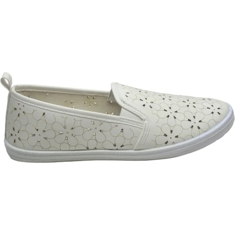 Women’s Laser-Cut PU Leather Slip-On Sneakers | Soft & Comfy