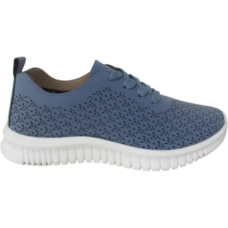 Women’s PU Laser-Cut Lace-Up Sneakers | Stylish & Breathable