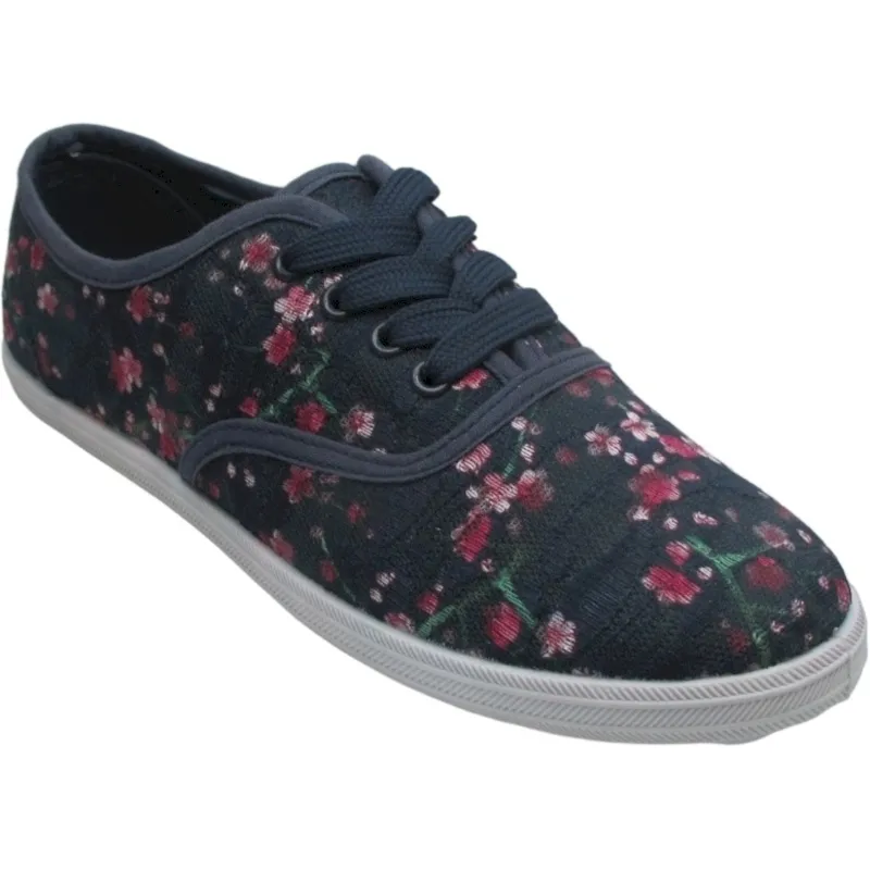 Women’s Floral Canvas Lace-Up Sneakers | Casual & Colorful