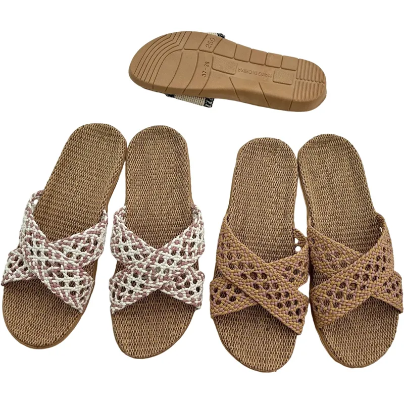 Women’s Summer Flax Cross Slippers | Indoor & Outdoor Sandals